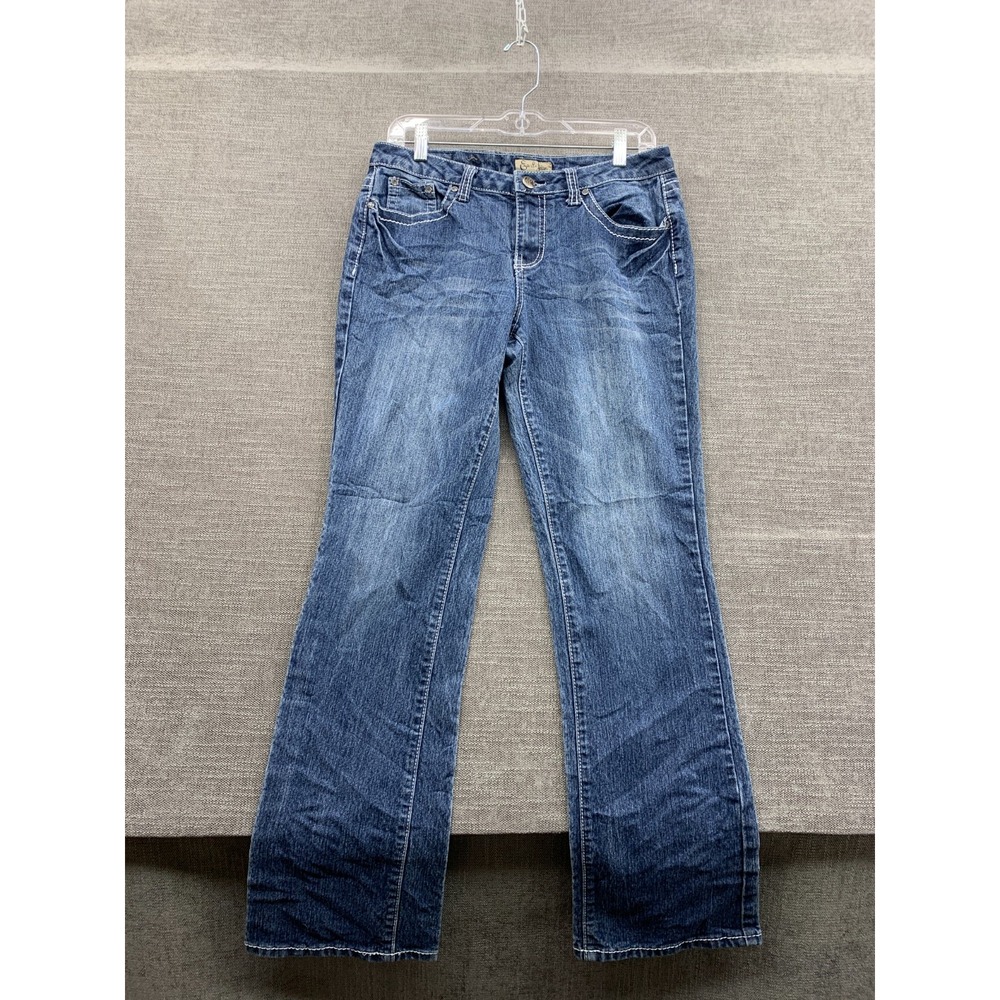Earl Jeans Bootcut Jeans Womens 10 Blue Denim Cotton Stretch Embroidered Zip Fly